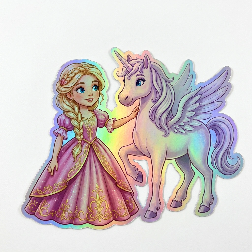 Riley Unicorn Holographic Sticker (3.71” x 3”) for Kids