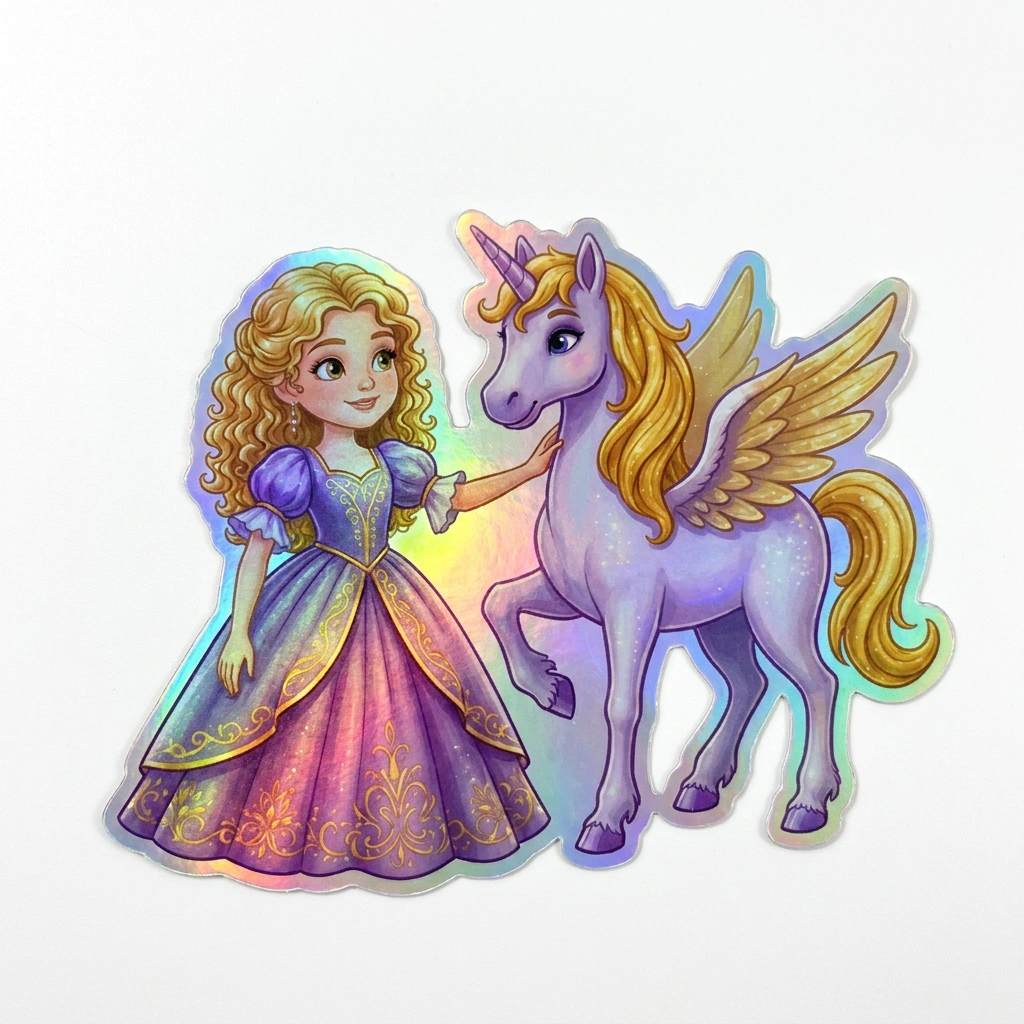 Riya Unicorn Holographic Sticker (3.71” x 3”) for Kids