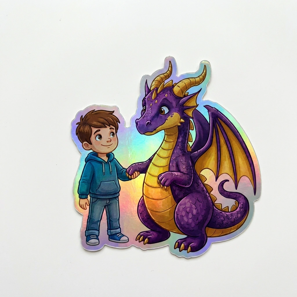 Rob Dragon Holographic Sticker (2.98” x 3”) for Kids