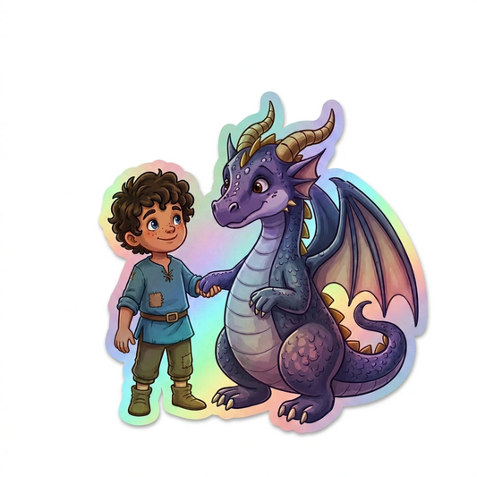 Roman Dragon Holographic Sticker (2.98” x 3”) for Kids