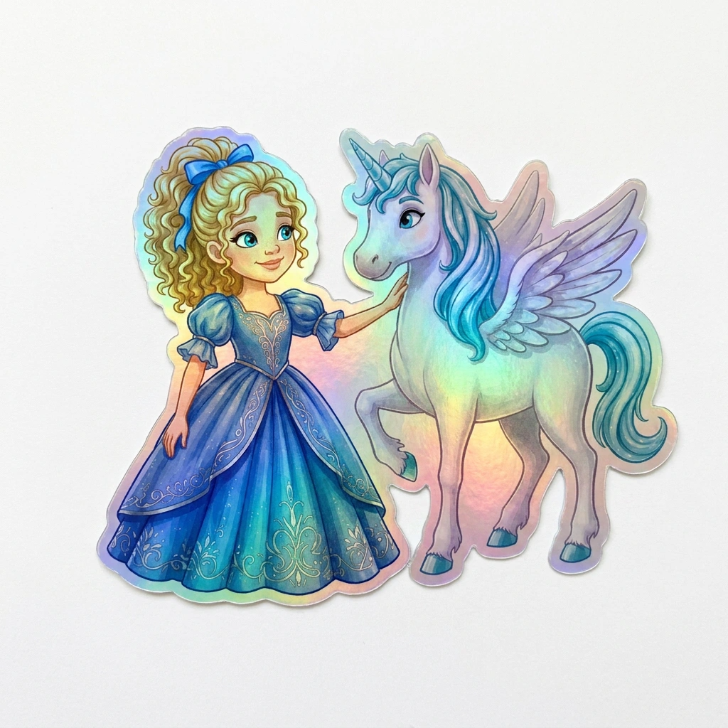 Rosalie Unicorn Holographic Sticker (3.71” x 3”) for Kids