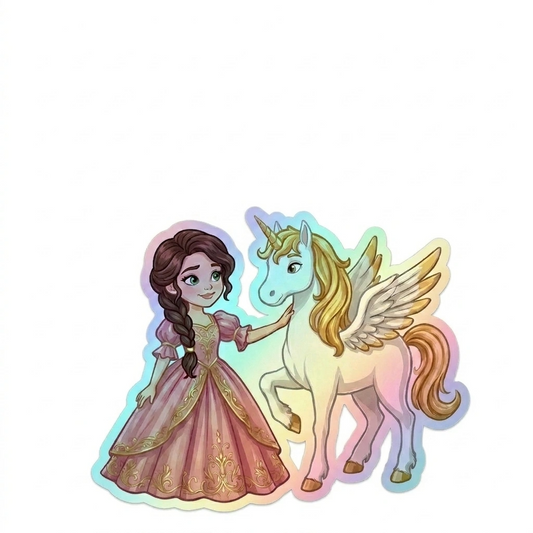 Rowan Unicorn Holographic Sticker (3.71” x 3”) for Kids