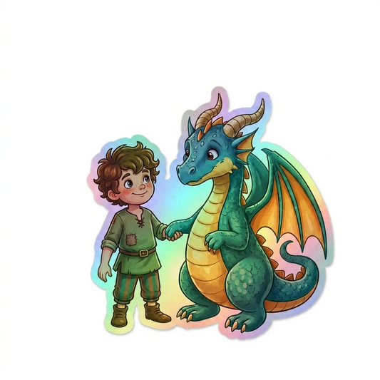 Rowan Dragon Holographic Sticker (2.98” x 3”) for Kids