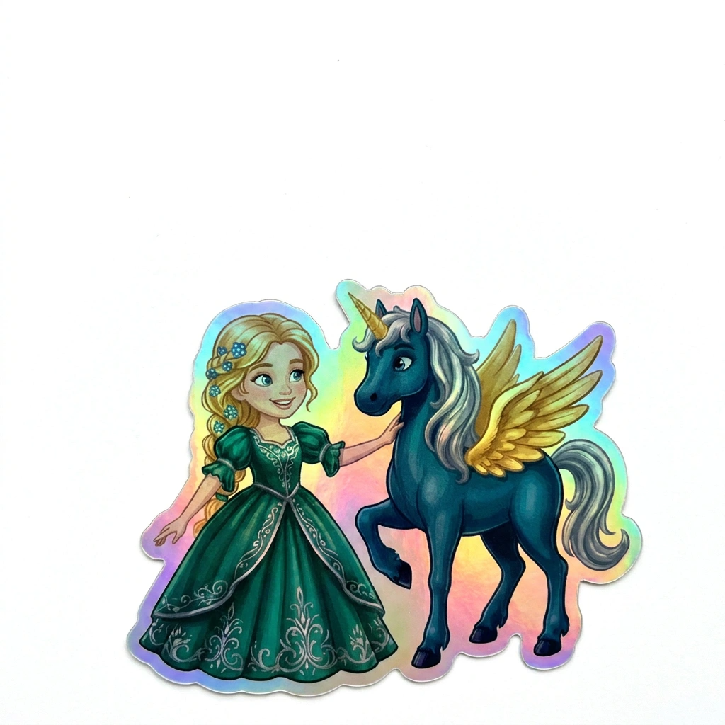 Ruth Unicorn Holographic Sticker (3.71” x 3”) for Kids