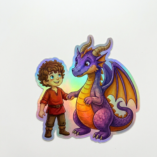 Ryan Dragon Holographic Sticker (2.98” x 3”) for Kids