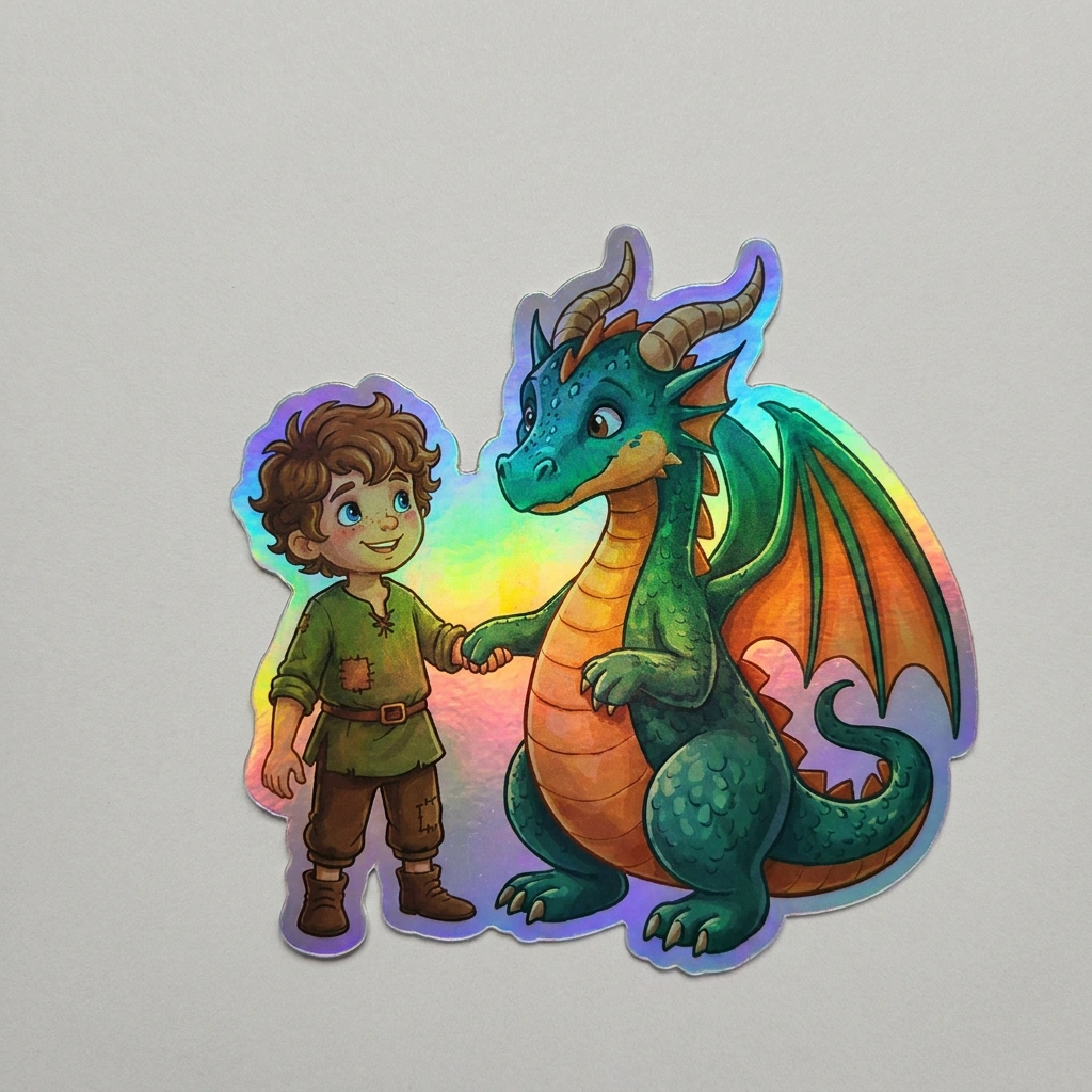 Ryder Dragon Holographic Sticker (2.98” x 3”) for Kids