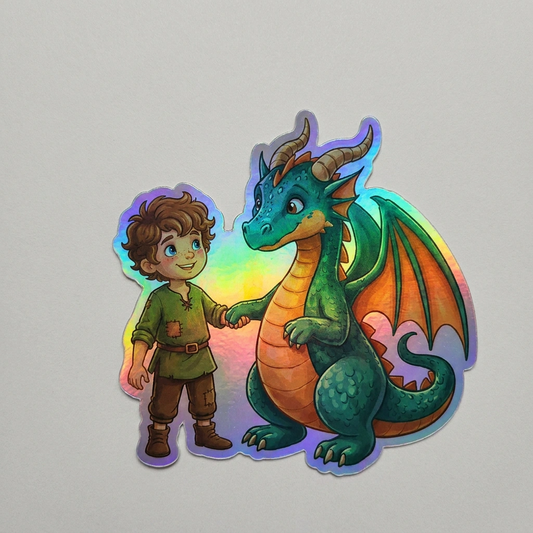 Ryder Dragon Holographic Sticker (2.98” x 3”) for Kids