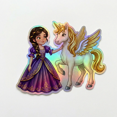 Rylee Unicorn Holographic Sticker (3.71” x 3”) for Kids