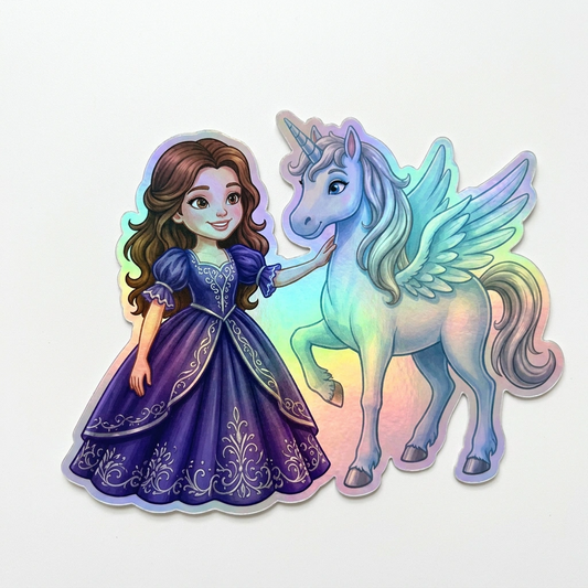 Sage Unicorn Holographic Sticker (3.71” x 3”) for Kids