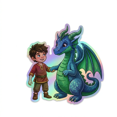 Sawyer Dragon Holographic Sticker (2.98” x 3”) for Kids