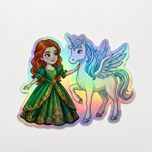 Saylor Unicorn Holographic Sticker (3.71” x 3”) for Kids
