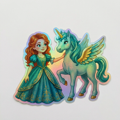 Senna Unicorn Holographic Sticker (3.71” x 3”) for Kids