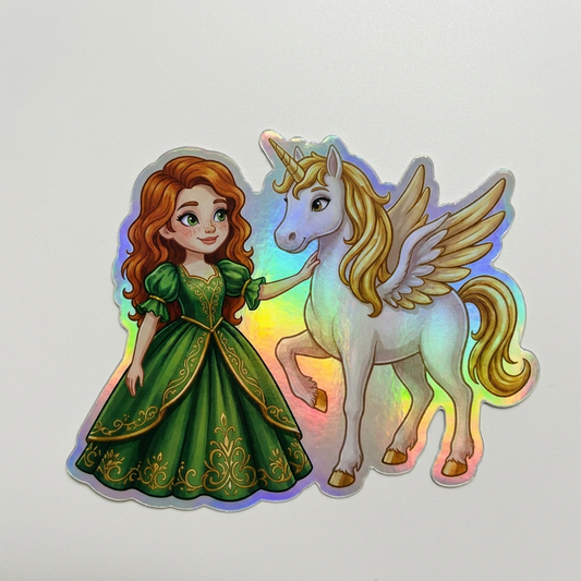 Seraphina Unicorn Holographic Sticker (3.71” x 3”) for Kids