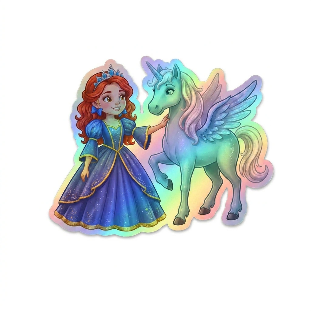 Serenity Unicorn Holographic Sticker (3.71” x 3”) for Kids