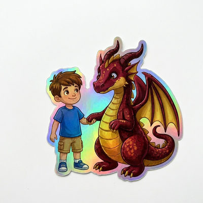 Shawn Dragon Holographic Sticker (2.98” x 3”) for Kids