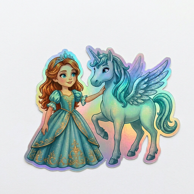 Sloane Unicorn Holographic Sticker (3.71” x 3”) for Kids