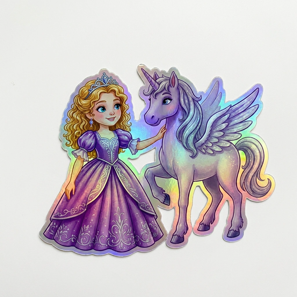 Sophia Unicorn Holographic Sticker (3.71” x 3”) for Kids