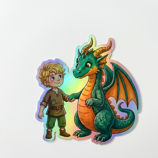 Soren Dragon Holographic Sticker (2.98” x 3”) for Kids