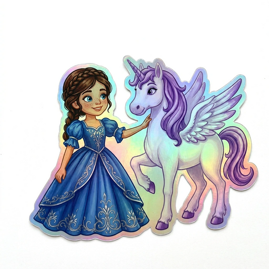Stacy Unicorn Holographic Sticker (3.71” x 3”) for Kids
