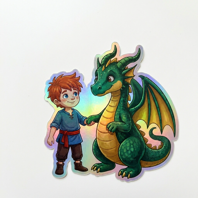 Steve Dragon Holographic Sticker (2.98” x 3”) for Kids