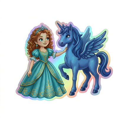 Tara Unicorn Holographic Sticker (3.71” x 3”) for Kids