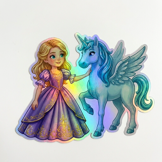 Taylor Unicorn Holographic Sticker (3.71” x 3”) for Kids