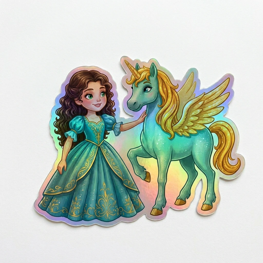 Thea Unicorn Holographic Sticker (3.71” x 3”) for Kids