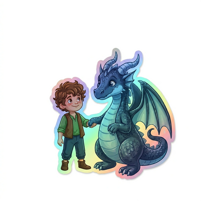 Tony Dragon Holographic Sticker (2.98” x 3”) for Kids
