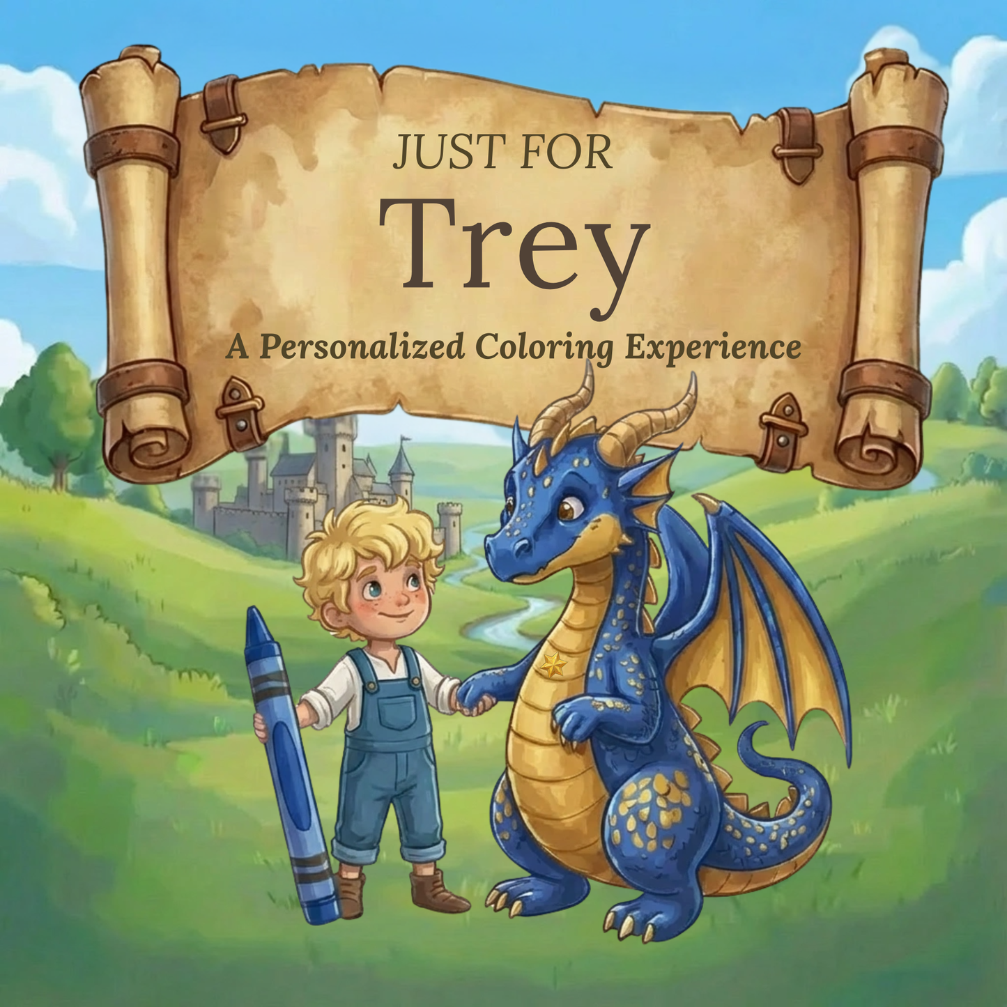 Trey Personalized Coloring Book | Ages 4-8 | L.K. Bunting