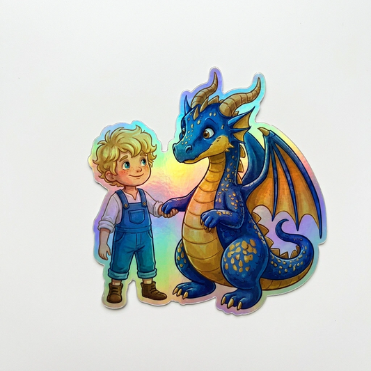 Trey Dragon Holographic Sticker (2.98” x 3”) for Kids