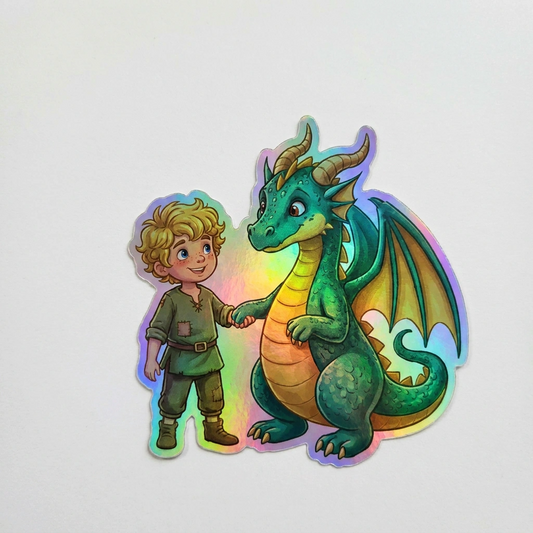 Tristan Dragon Holographic Sticker (2.98” x 3”) for Kids