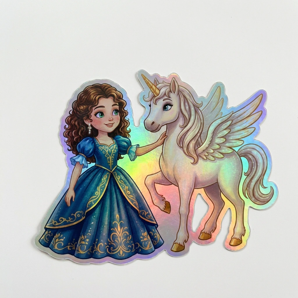 Valentina Unicorn Holographic Sticker (3.71” x 3”) for Kids