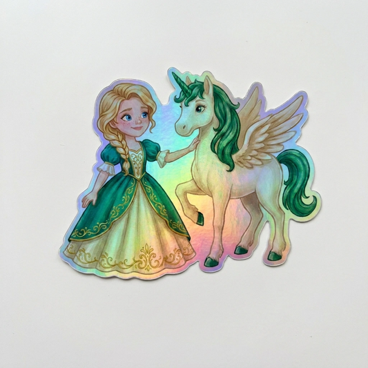 Vera Unicorn Holographic Sticker (3.71” x 3”) for Kids