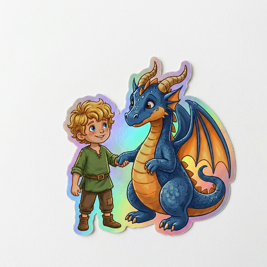 Vincent Dragon Holographic Sticker (2.98” x 3”) for Kids