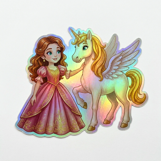 Vivian Unicorn Holographic Sticker (3.71” x 3”) for Kids