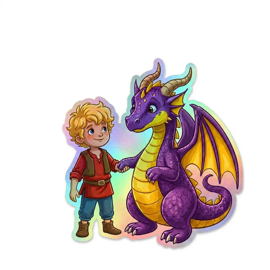 Walker Dragon Holographic Sticker (2.98” x 3”) for Kids