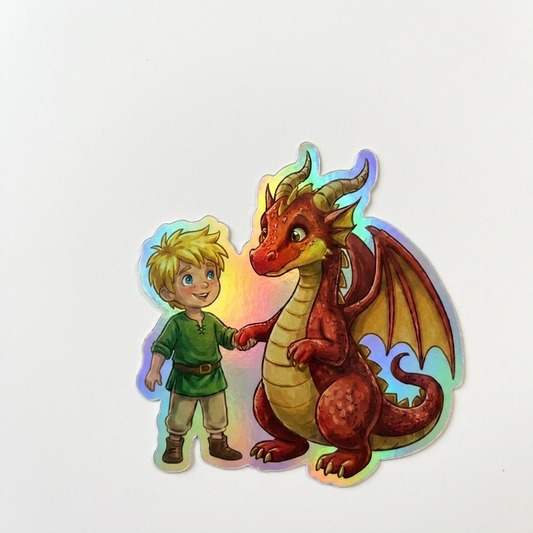 Walter Dragon Holographic Sticker (2.98” x 3”) for Kids