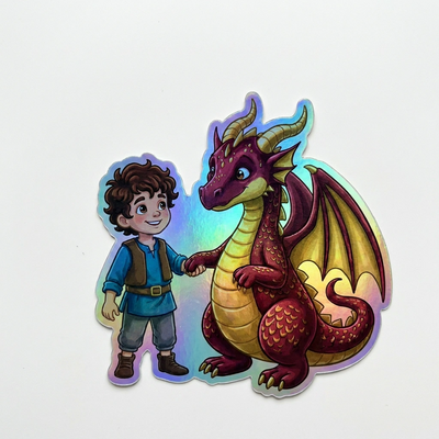 Waylon Dragon Holographic Sticker (2.98” x 3”) for Kids