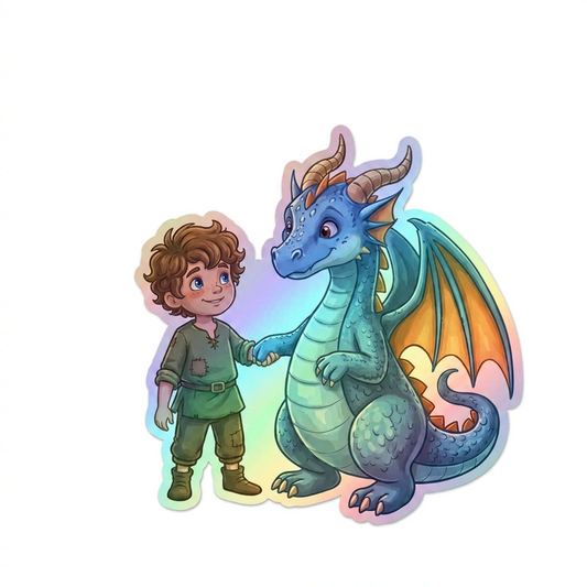 Wesley Dragon Holographic Sticker (2.98” x 3”) for Kids