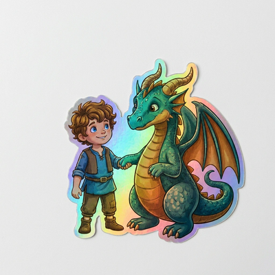 Weston Dragon Holographic Sticker (2.98” x 3”) for Kids
