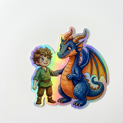 William Dragon Holographic Sticker (2.98” x 3”) for Kids