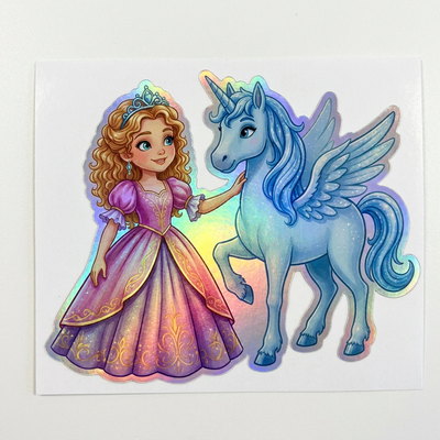 Willow Unicorn Holographic Sticker (3.71” x 3”) for Kids