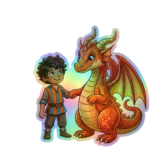 Zachary Dragon Holographic Sticker (2.98” x 3”) for Kids