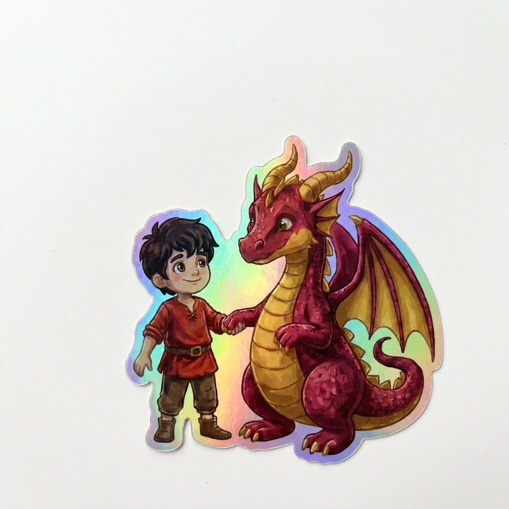 Zane Dragon Holographic Sticker (2.98” x 3”) for Kids