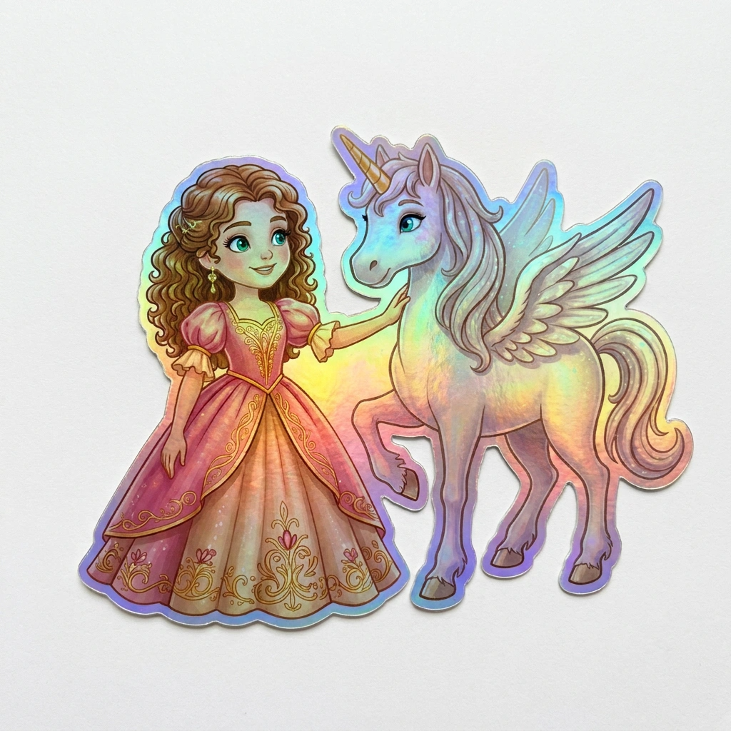 Zara Unicorn Holographic Sticker (3.71” x 3”) for Kids