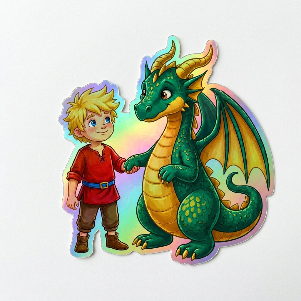 Zayden Dragon Holographic Sticker (2.98” x 3”) for Kids