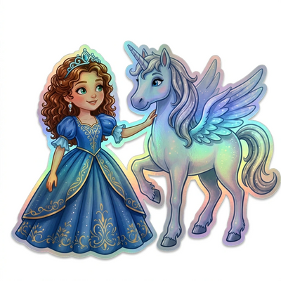 Zoey Unicorn Holographic Sticker (3.71” x 3”) for Kids