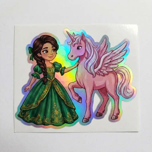Zuri Unicorn Holographic Sticker (3.71” x 3”) for Kids